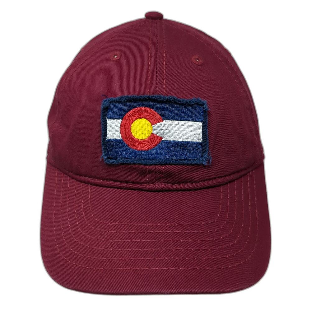 Sanborn Baseball Cap Red One Size Colorado Flag Distressed Frayed Patch Hat